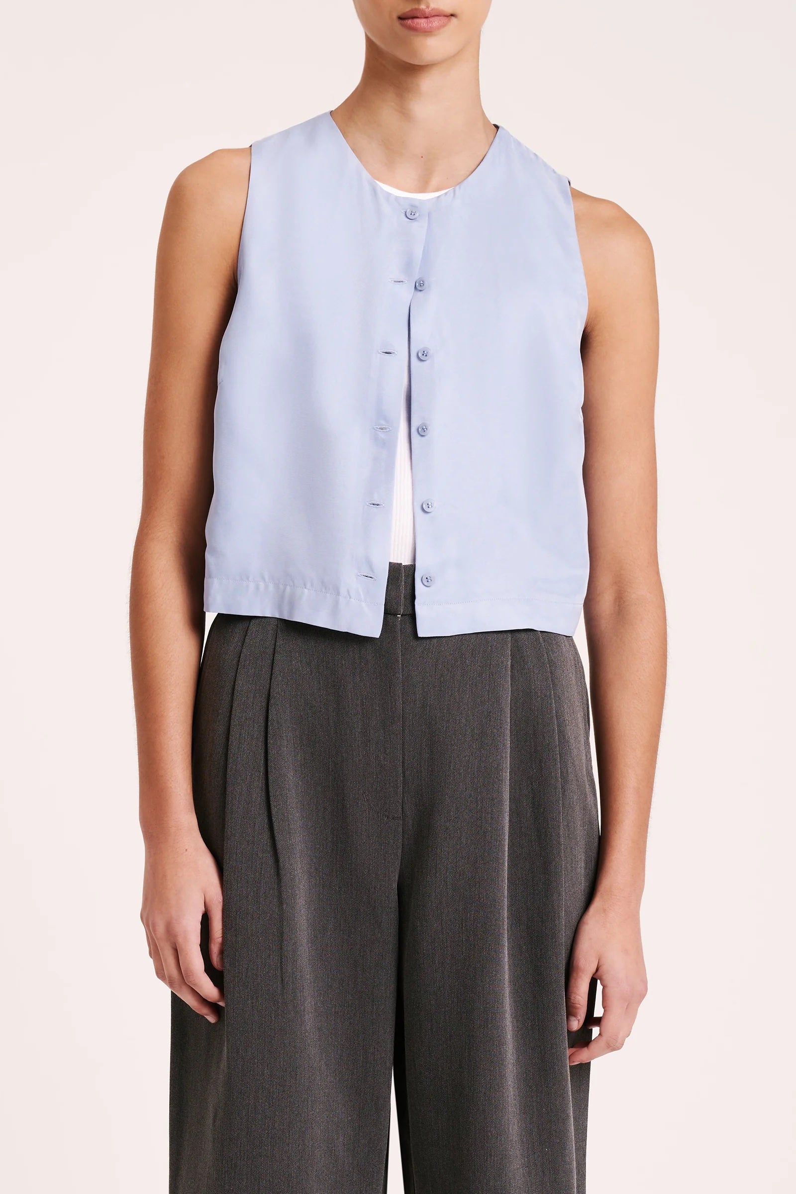 Rika Cupro Vest Mineral Blue