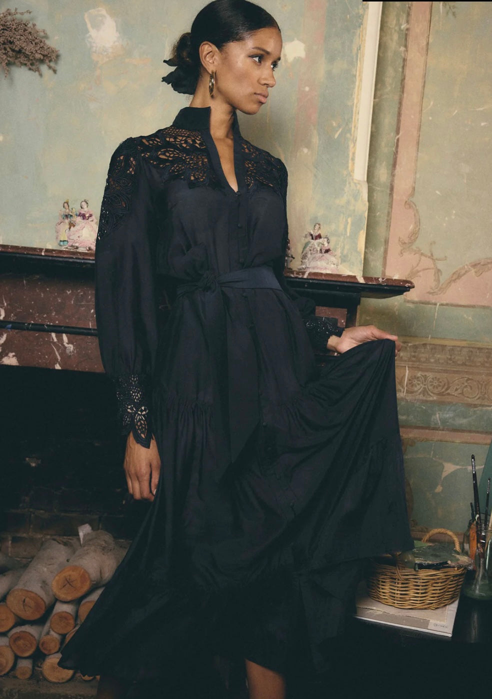 Mirador Cotton Silk Maxi Dress NIGHT SKY | ONCEWAS