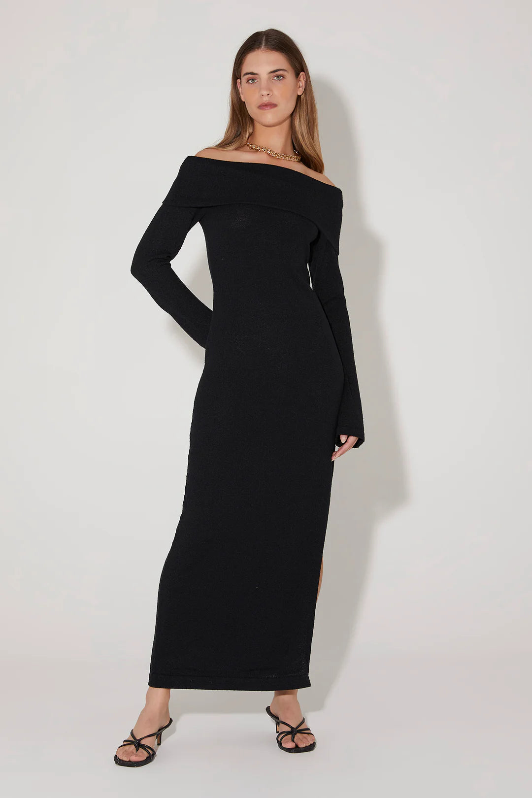 Black knit midi dress sales