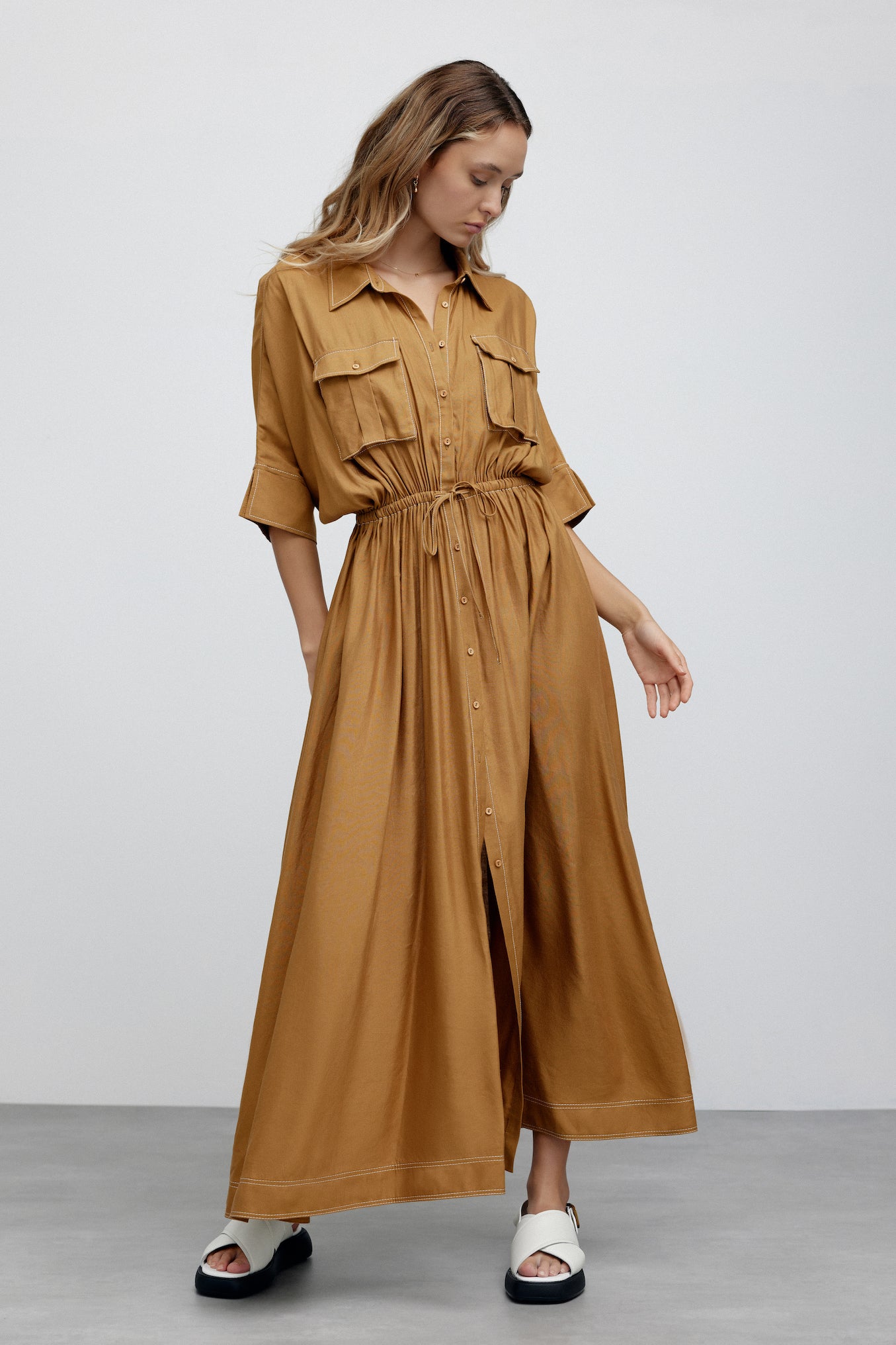 Rose Midi Dress Copper SIGNIFICANT OTHER Shop Here Now Off Duty