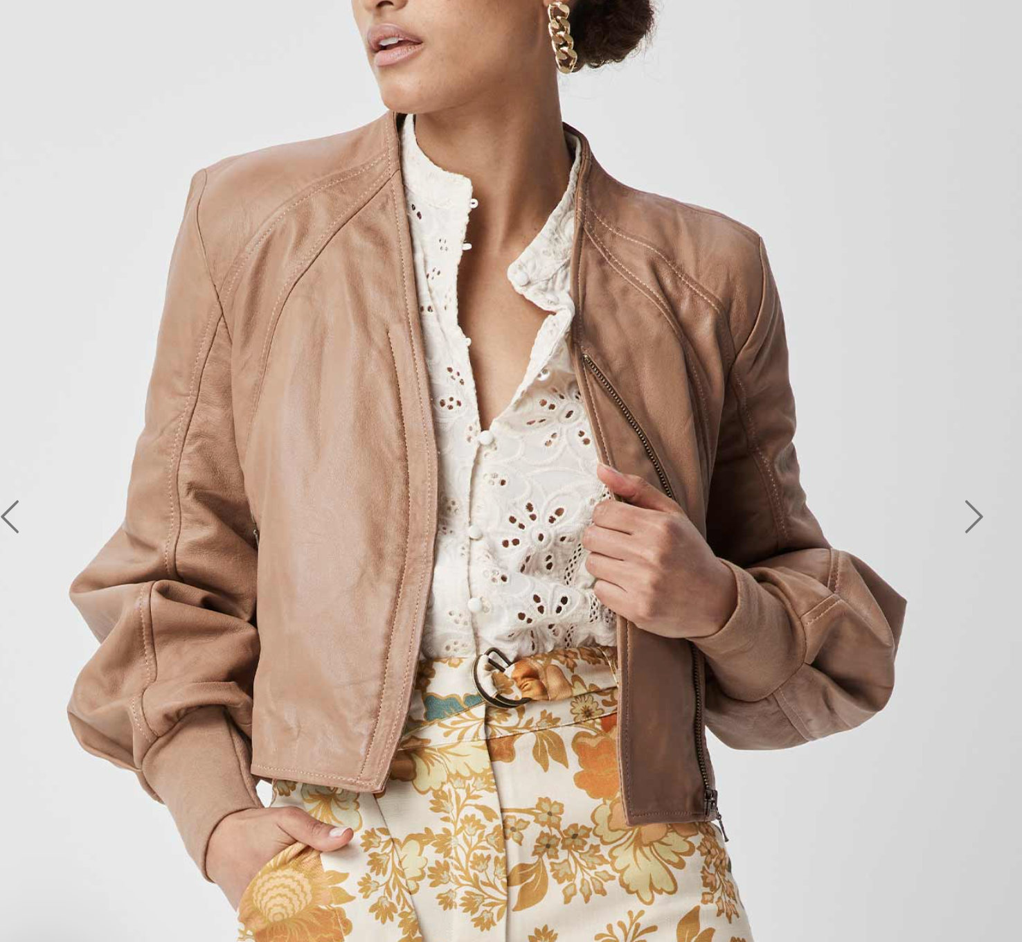 Farrah Volume Sleeve Leather Jacket Husk ONCEWAS Shop The