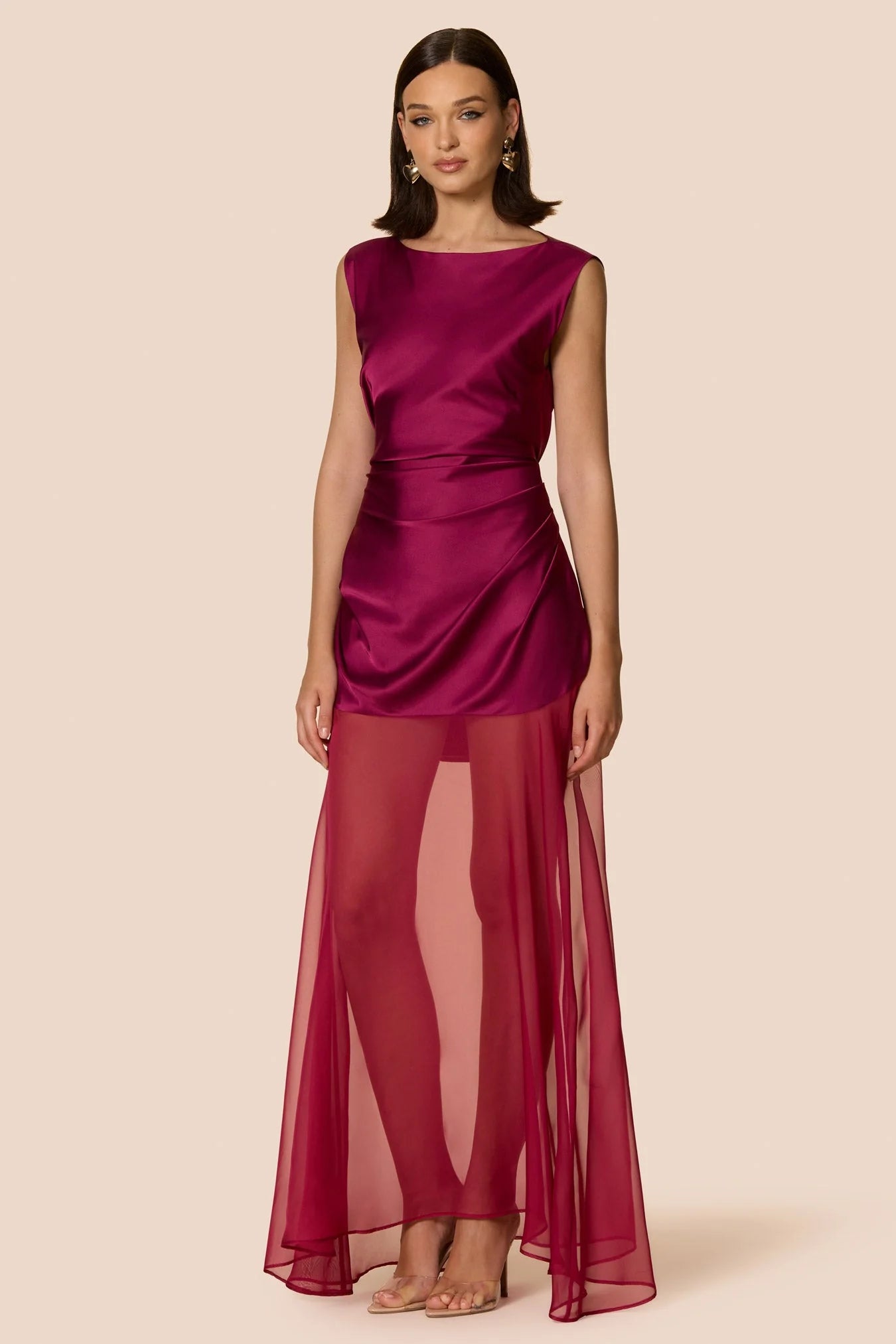 open lace back dress Demi Satin Maxi ROSE from NOOKIE