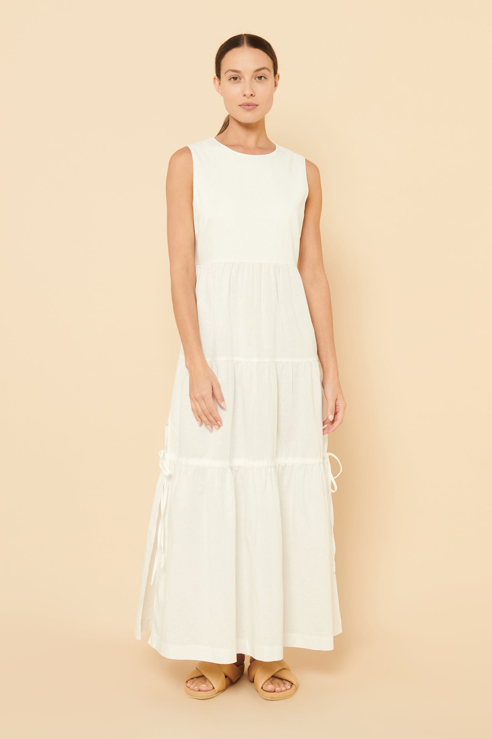 Brea Linen Maxi Dress White | Nude Lucy | Shop Now  Off Duty