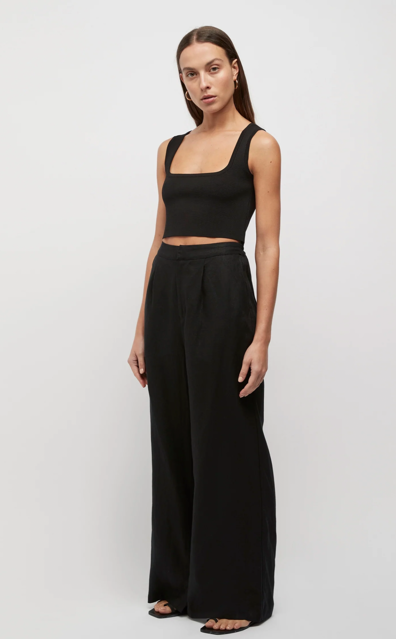 Hayworth Linen Split Trousers Black | FRIEND OF AUDREY | Shop Here ...