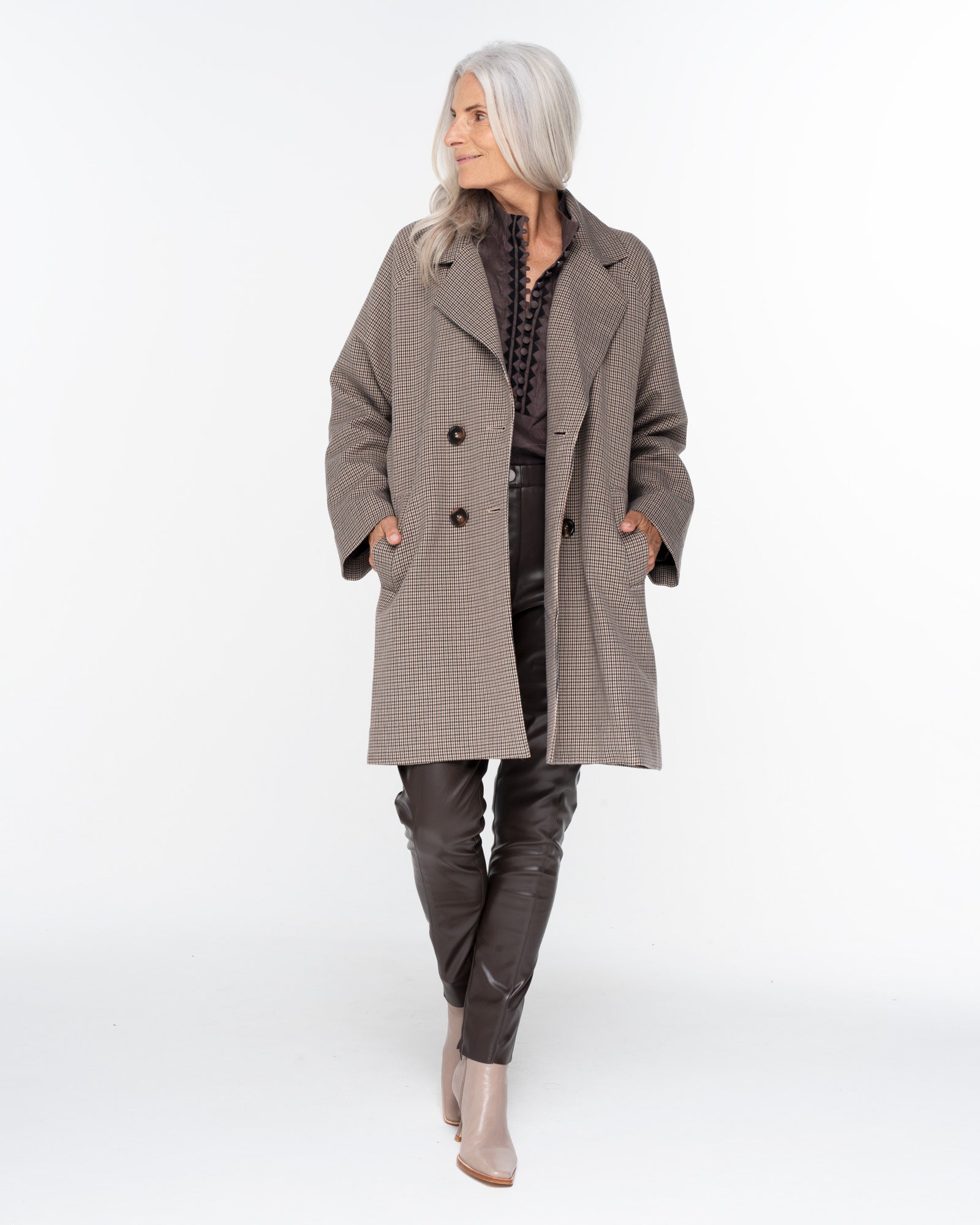 Lever Jacket in Puppy Tooth Check Lever Jacket in Puppy Tooth Check